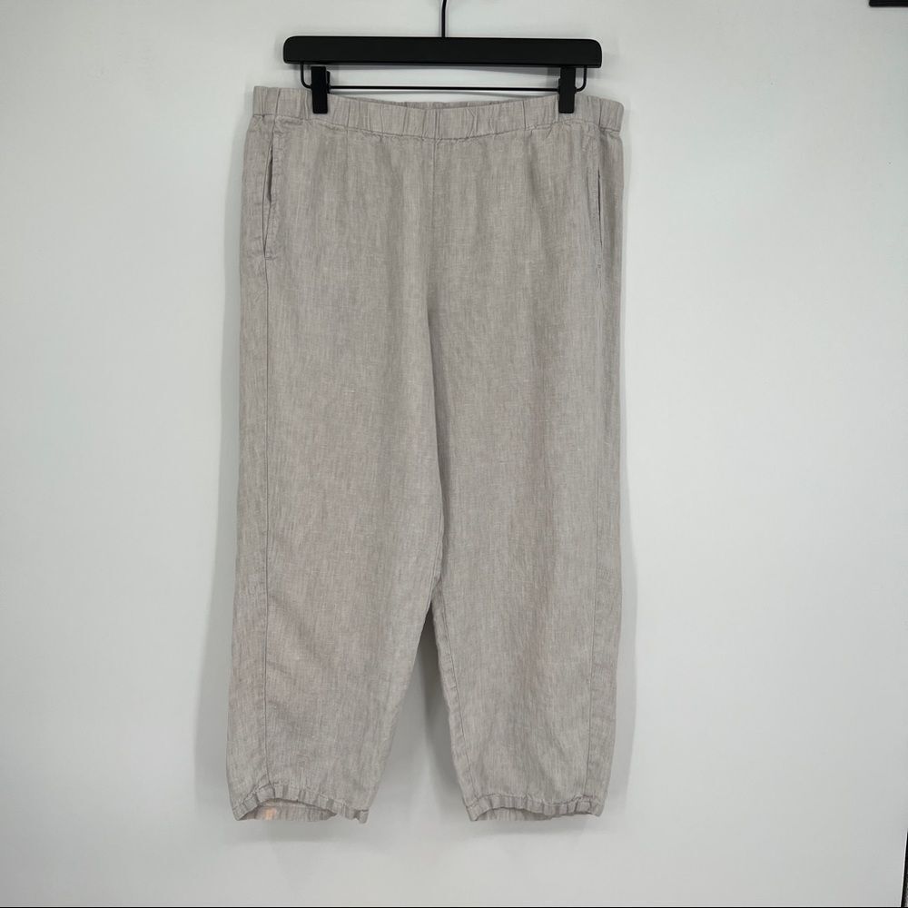 J. Jill Love Linen Grey Wash Straight Leg Cropped Capri Elasticized Pull-On Pant